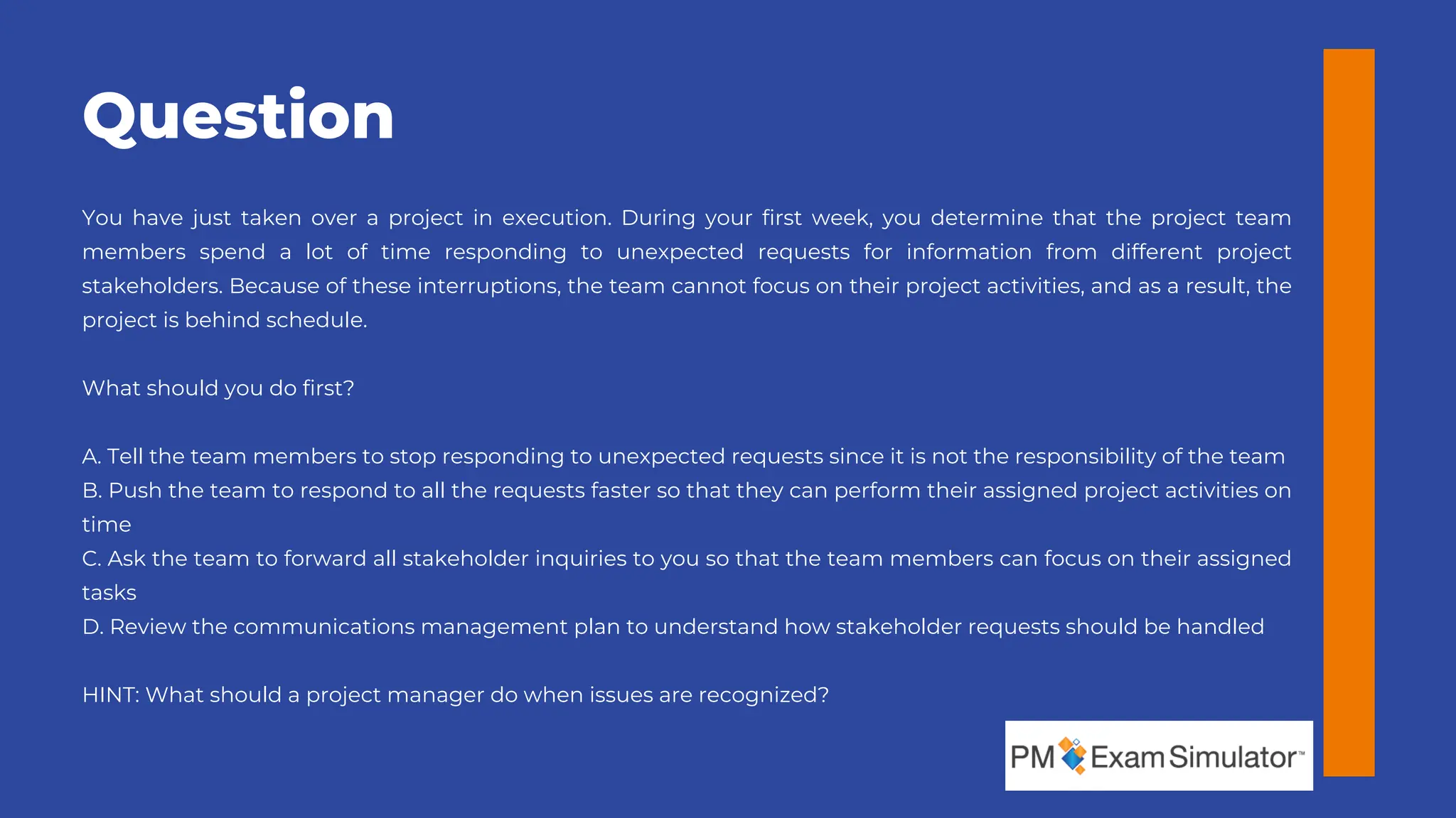Free PMP Exam Sample Question of the week | PPT
