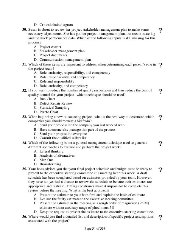 pmp exam questions project management questions