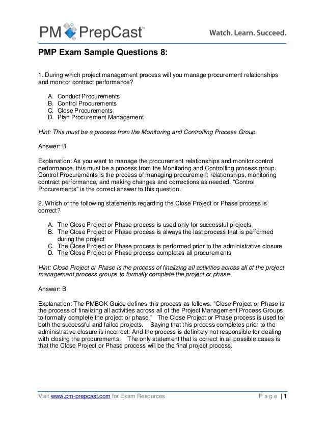 PMP Trainingsunterlagen