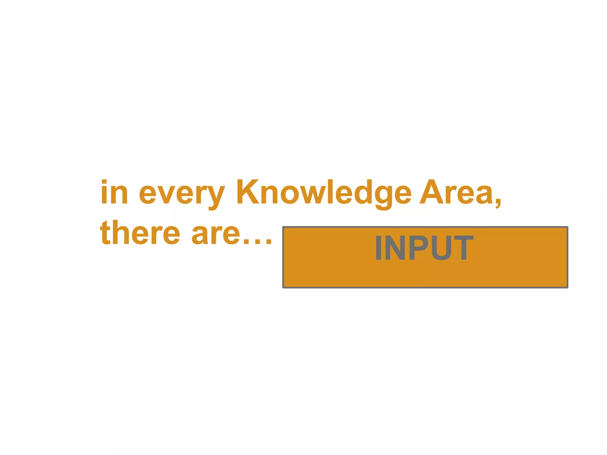 in every Knowledge Area,
there are… INPUT
 