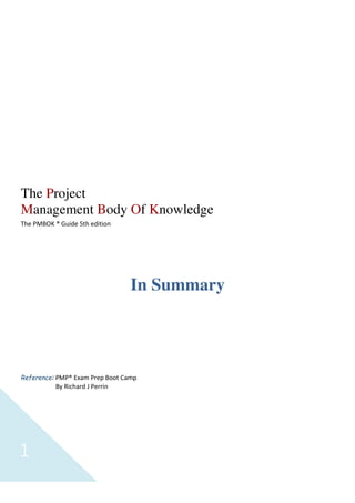 Sayed Abdellah1
The Project
Management Body Of Knowledge
The PMBOK ® Guide 5th edition
In Summary
Reference: PMP® Exam Prep Boot Camp
By Richard J Perrin
 