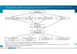 França EETD; Ferrari F; Fernandes P; Cavalcanti R; Duarte A; Martinez BP; Aquim EE; Damasceno MCP. Fisioterapia em paciente Críticos adultos.
Recomendações do Departamento de Fisioterapia da AMIB. Rev Bras Ter Intensiva. 2012; 24(1):6-22
 