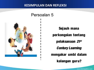 www.themegallery.com
KESIMPULAN DAN REFLEKSI
Sejauh mana
perkongsian tentang
pelaksanaan 21st
Century Learning
mengakar umbi dalam
kalangan guru?
Persoalan 5
 
