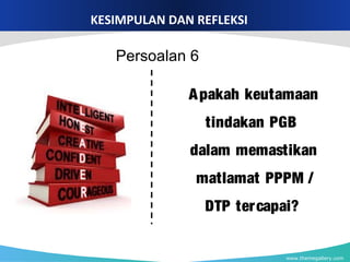www.themegallery.com
KESIMPULAN DAN REFLEKSI
Apakah keutamaan
tindakan PGB
dalam memastikan
matlamat PPPM /
DTP tercapai?
Persoalan 6
 