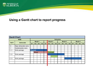 Using a Gantt chart to report progress
 