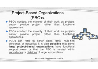 Project Based Organisations PMP PMbok 5th CH1 - CH2 | PDF