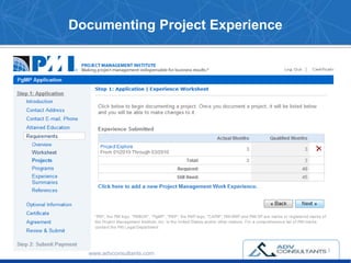 Documenting Project Experience
10
www.advconsultants.com
 