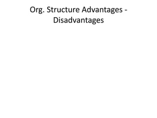 Org. Structure Advantages -
Disadvantages
 