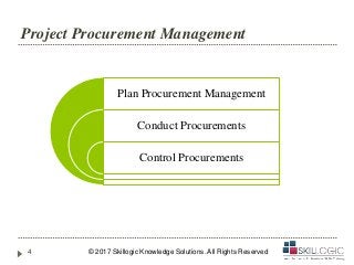 Project Procurement Management
Plan Procurement Management
Conduct Procurements
Control Procurements
© 2017 Skillogic Knowledge Solutions. All Rights Reserved4
 