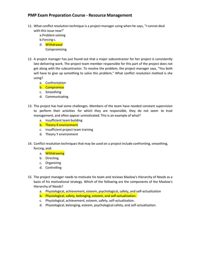 Pmp Questions Complete | PPTX | Business | Business and Finance