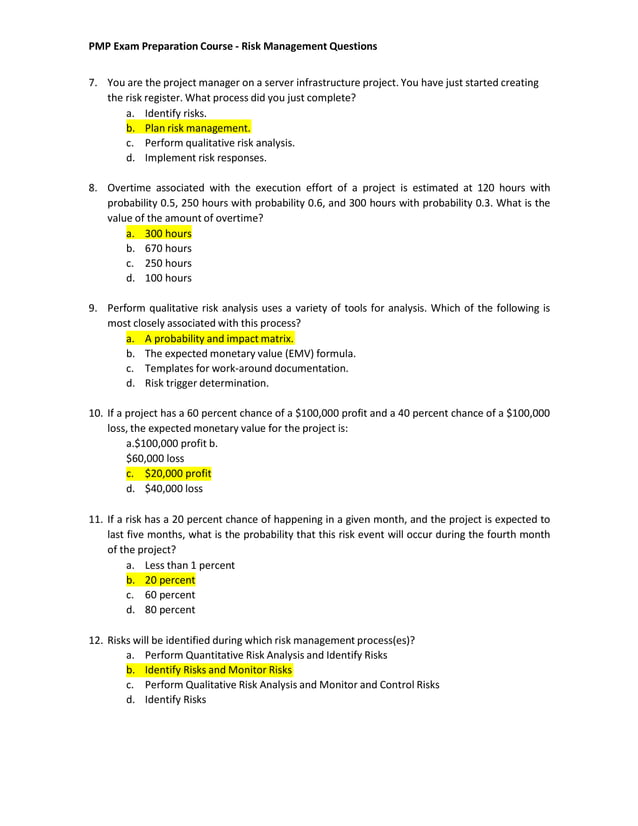 Pmp Questions Complete | PPTX | Business | Business and Finance