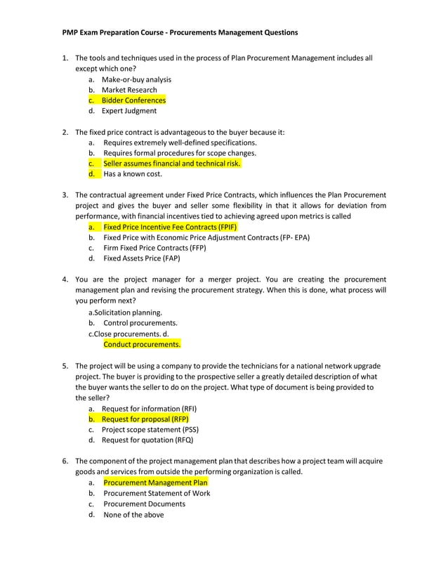 Pmp Questions Complete | PPTX | Business | Business and Finance