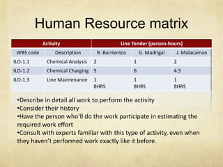 Human Resource matrixDescribe in detail all work to perform the activity