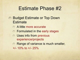 What is a GOOD Estimate?Presents to the stakeholder everything that is relevant to the proposed work – Transparency.If there are any disagreements, in the estimate, it is better to talk about it sooner than later.