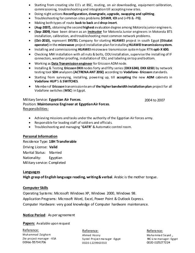 military service on resumes