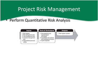 Project Risk Management
• Perform Quantitative Risk Analysis
 