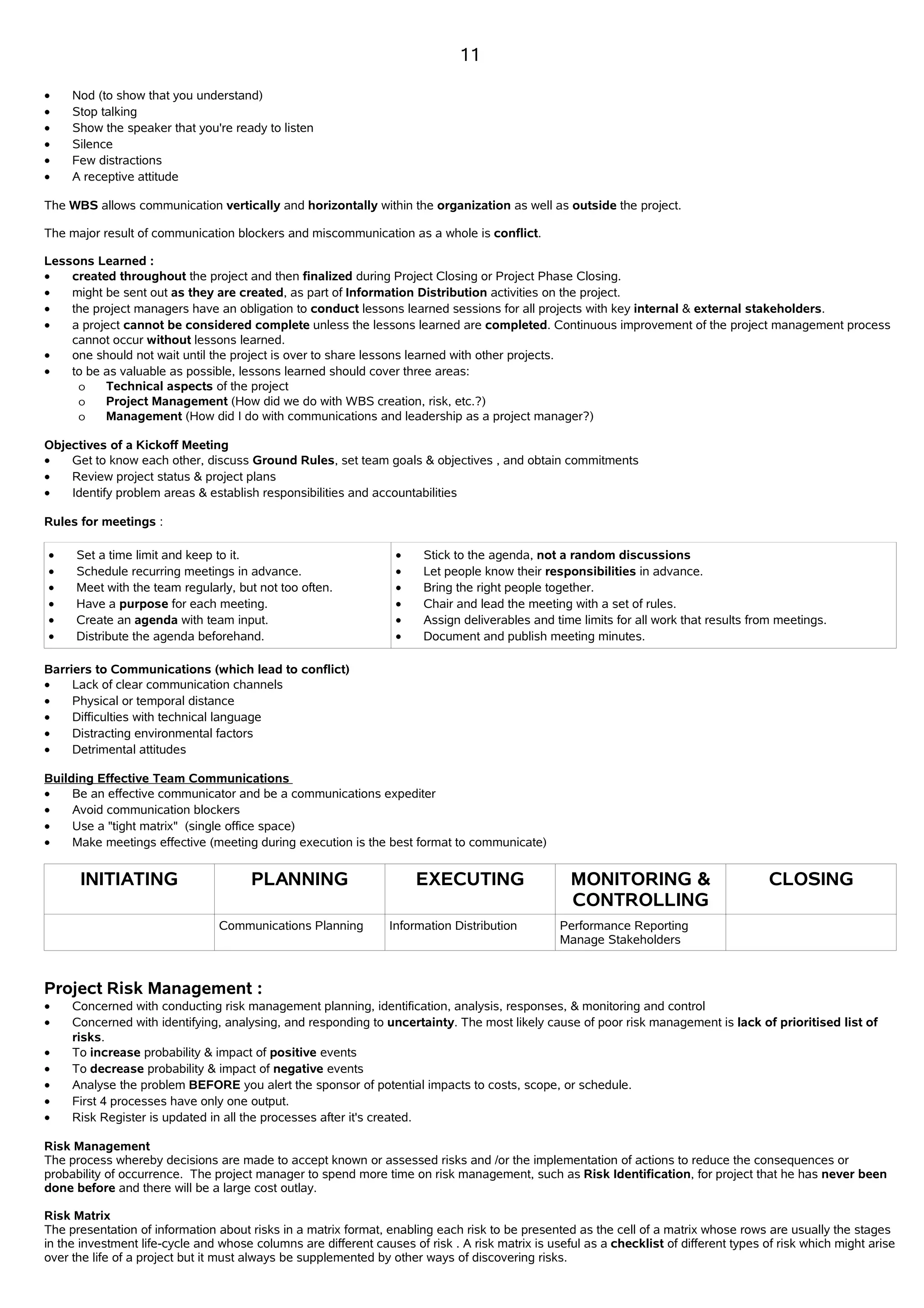 Free PMP notes,Free PMP Study Material,Free PMP Chapter wise notes,PMP Exam Notes, Free PMP Notes from Lesson Introduction to Stakeholder Management.