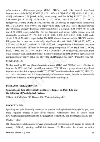 PMR Buzz Volume 1(1) 2020 21
After treatment, all treatment groups (PH-P, PH-Dex, and US) showed significant
improvements ...