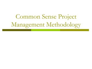 Common Sense Project Management Methodology 