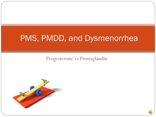 Progesterone vs Prostaglandin PMS, PMDD, and Dysmenorrhea 