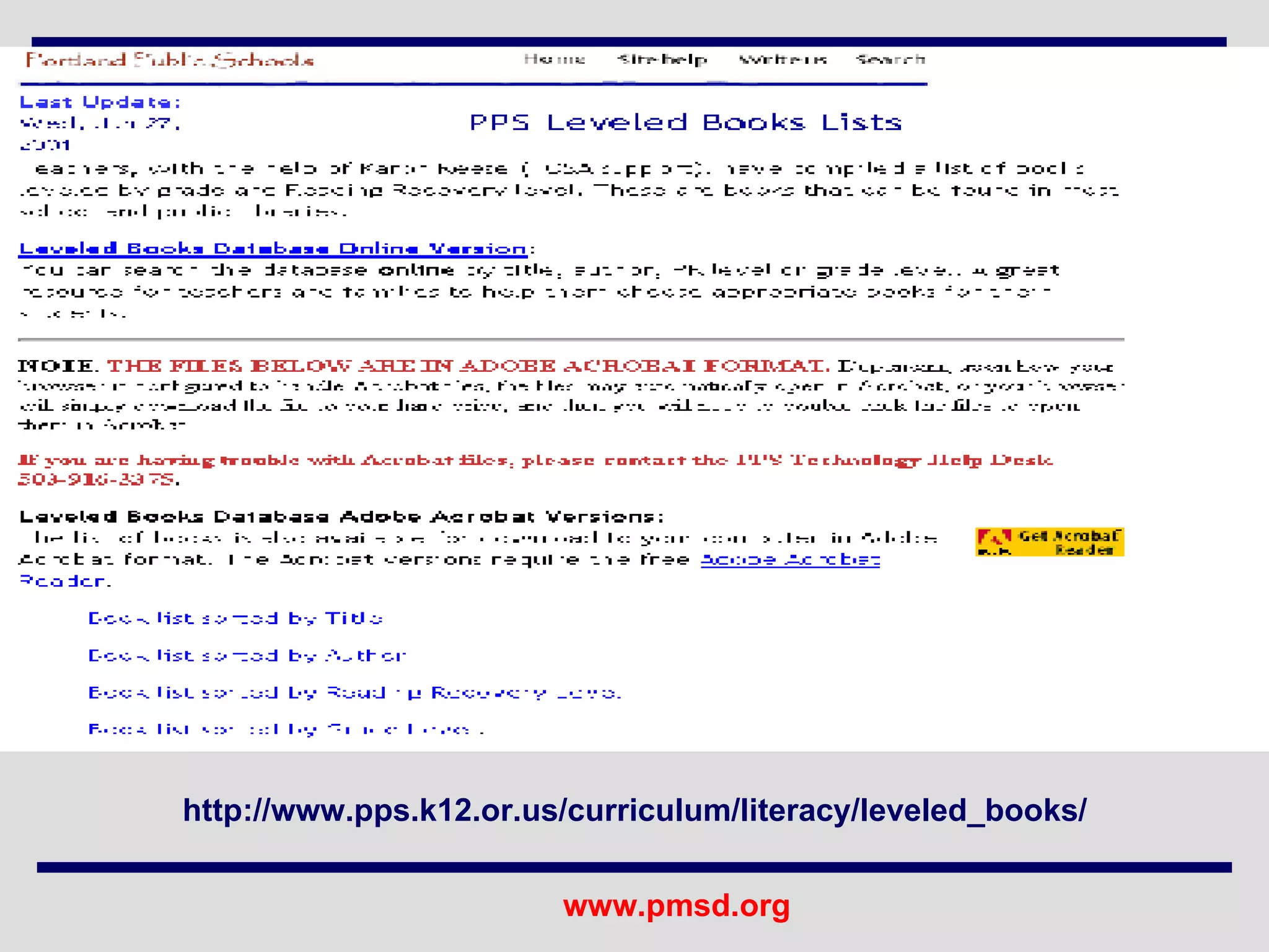 http://www.pps.k12.or.us/curriculum/literacy/leveled_books/ 