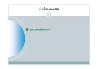 ประเด็นการนํ าเสนอ
                 11




กระบวนการบริหารผลงาน
 