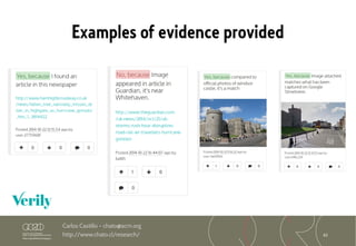 65
Carlos Castillo – chato@acm.org
http://www.chato.cl/research/
Examples of evidence provided
 