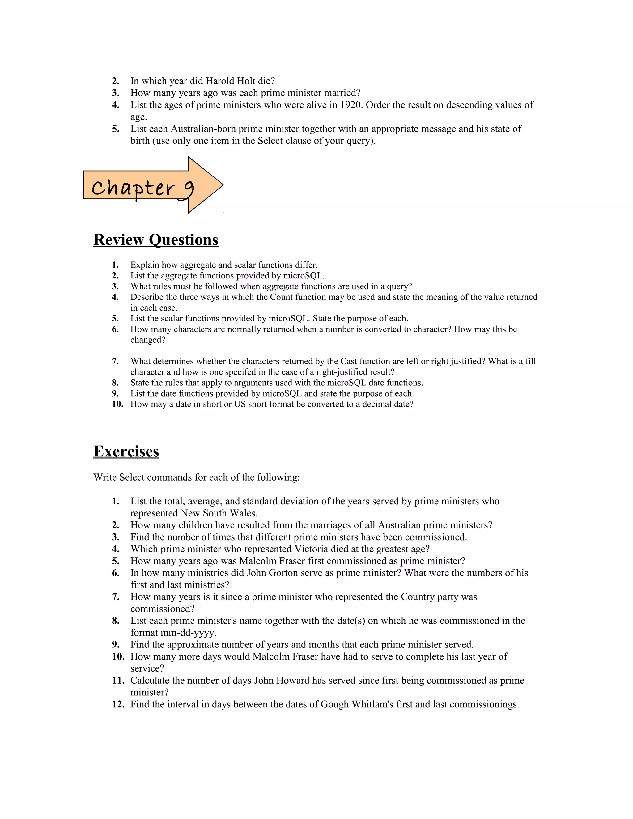 Pm sql exercises | PDF