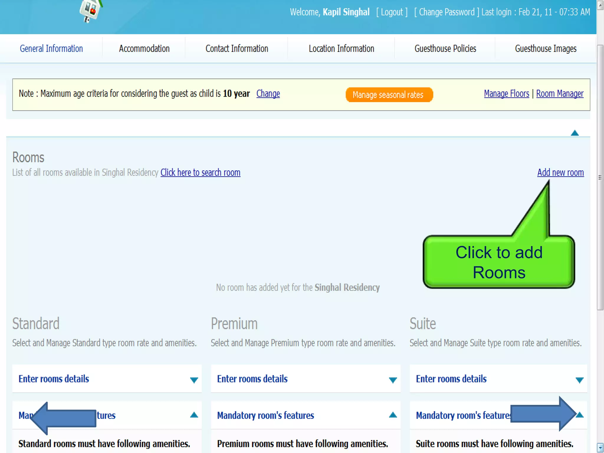 Click to add
  Rooms
 