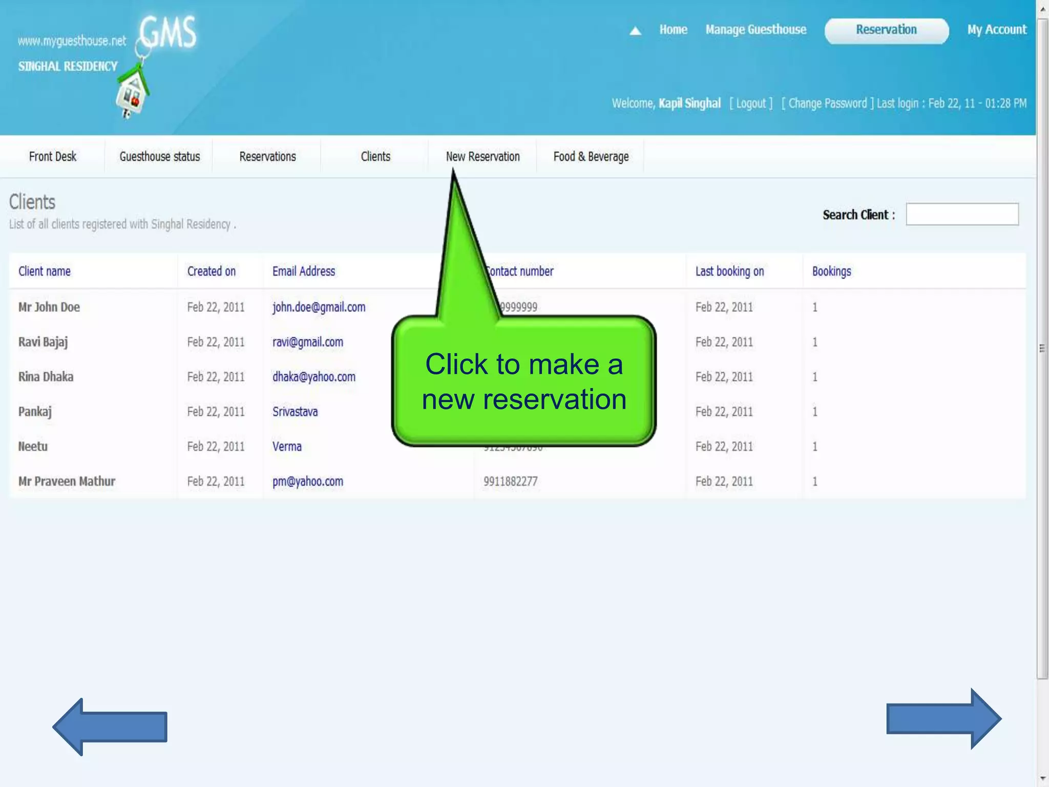 Click to make a
new reservation
 