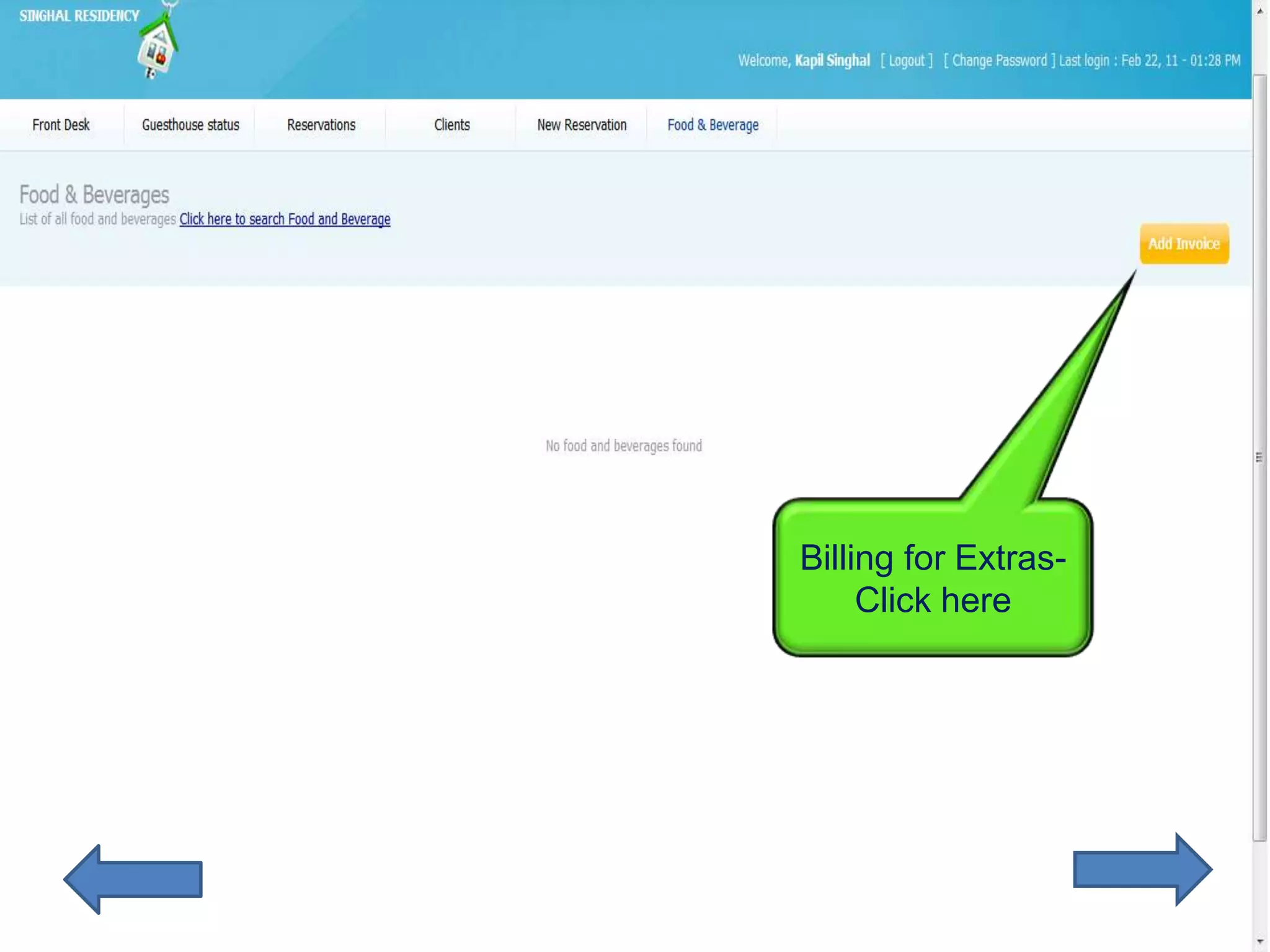 Billing for Extras-
     Click here
 