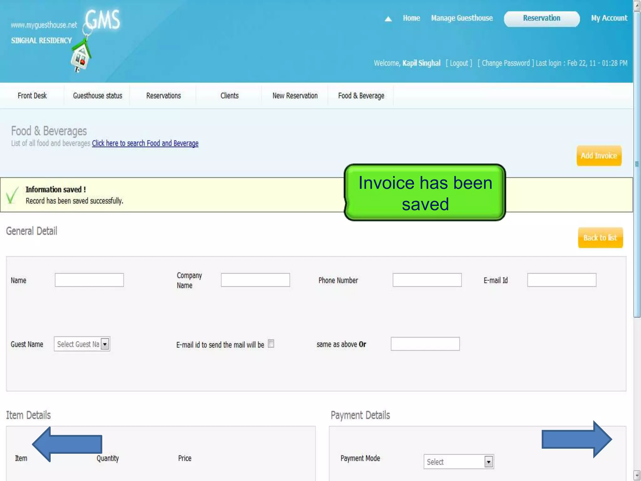 Invoice has been
      saved
 