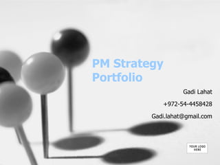 PM Strategy
Portfolio
                   Gadi Lahat

            +972-54-4458428

         Gadi.lahat@gmail.com
 