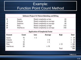 Example: Function Point Count Method TABLE 5.3 