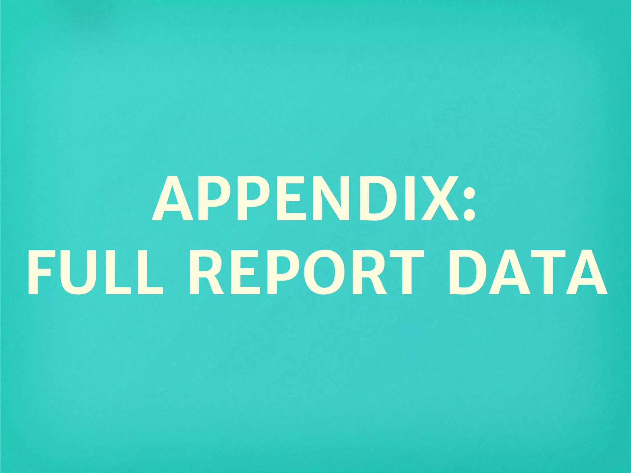 APPENDIX:
FULL REPORT DATA
 