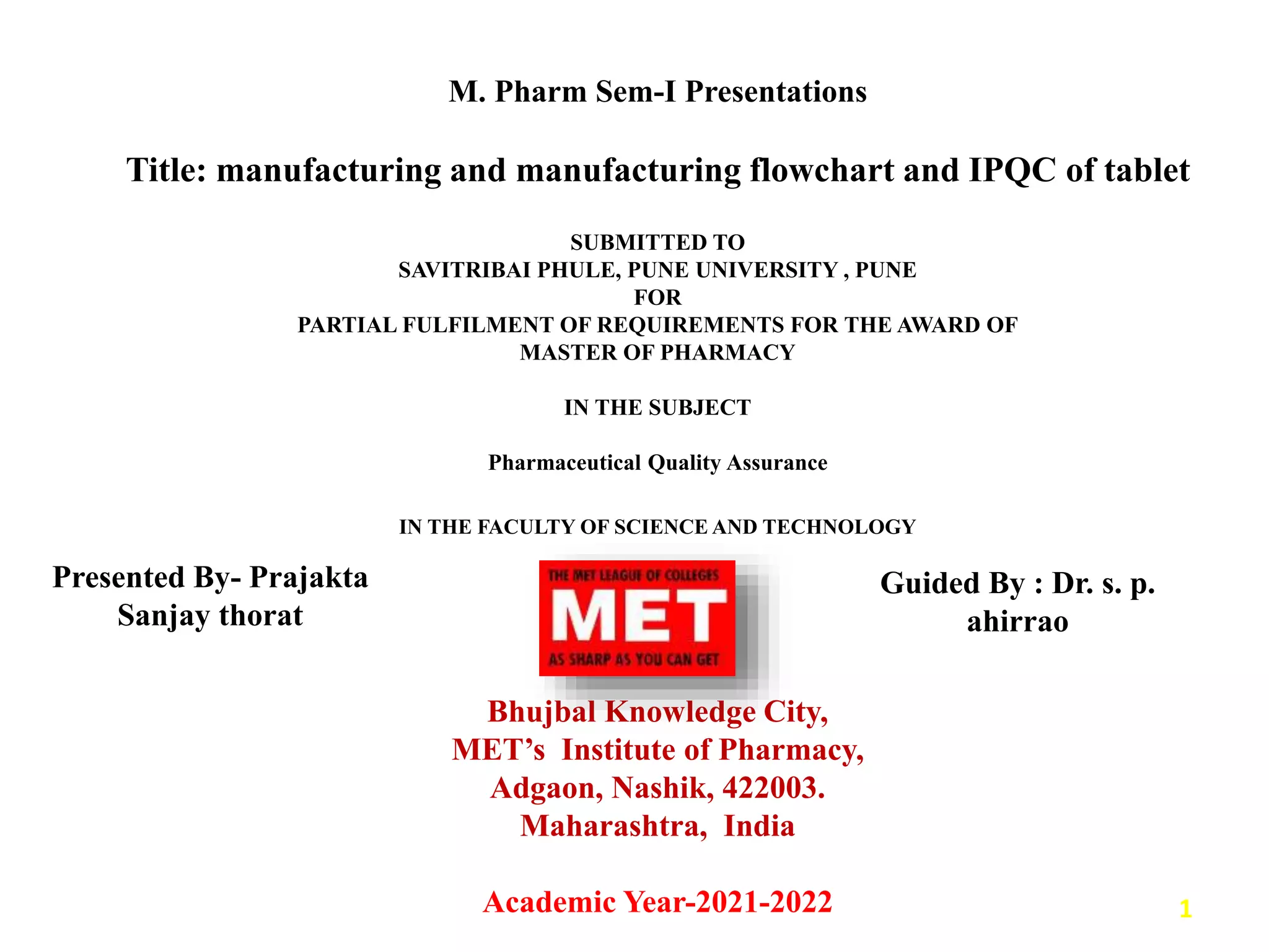 Pharmaceutical Manufacturing Technique PPT | PPTX
