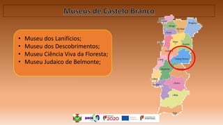 • Museu dos Lanifícios;
• Museu dos Descobrimentos;
• Museu Ciência Viva da Floresta;
• Museu Judaico de Belmonte;
 