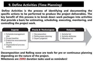 10. Sequence Activities (Time Planning) 
Sequence Activities is the process of identifying and documenting 
relationships ...