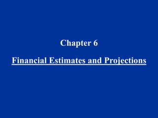Chapter 6
Financial Estimates and Projections
 