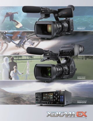 SONY54237_XDCAM-EX   4/4/08   8:52 AM   Page 3




                                                 XDCAM EX Camcorder

                                                 PMW-EX1




                                                 XDCAM EX Camcorder

                                                 PMW-EX3




                                                 XDCAM EX Recording Deck

                                                 PMW-EX30




                                                                      3
 
