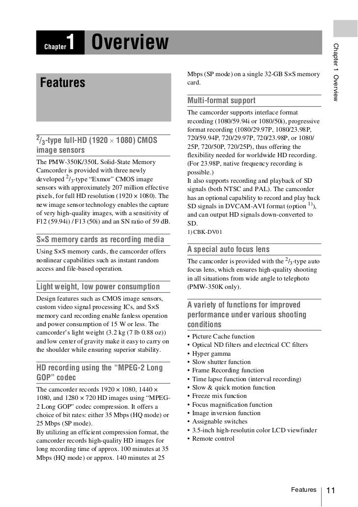Sony PMW-350K Operation Manual