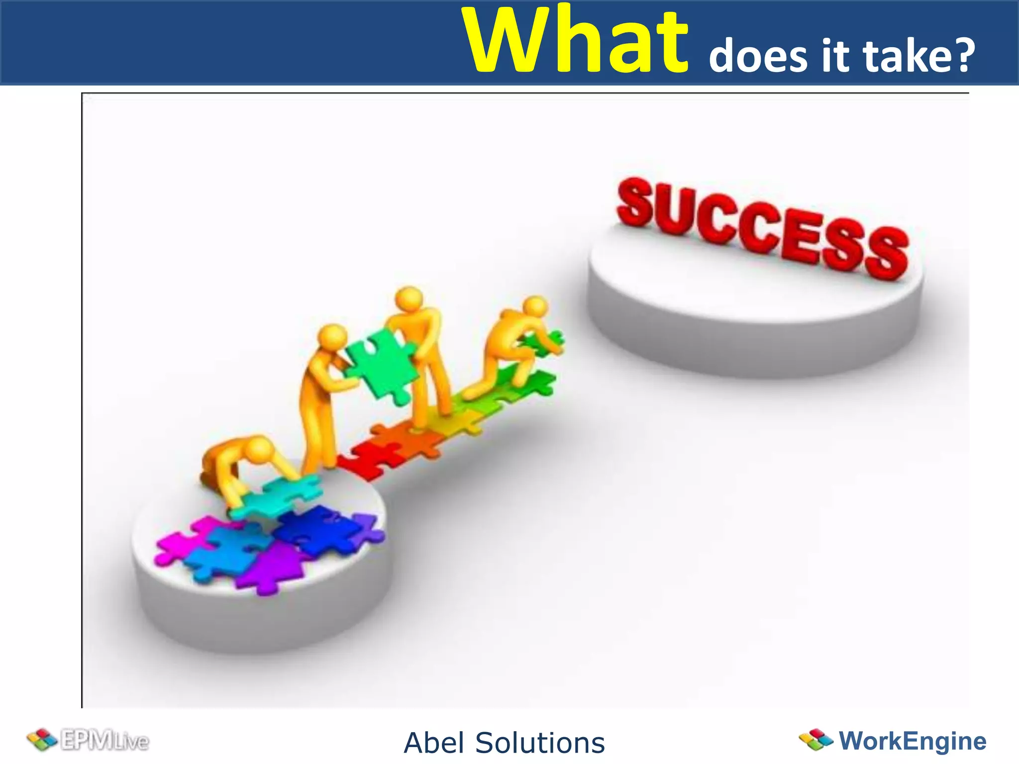 What does it take?




Abel Solutions   WorkEngine
 