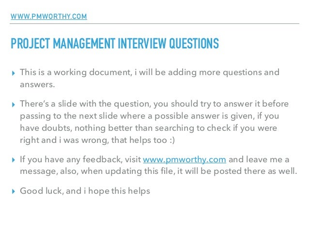 interview questions for project managers