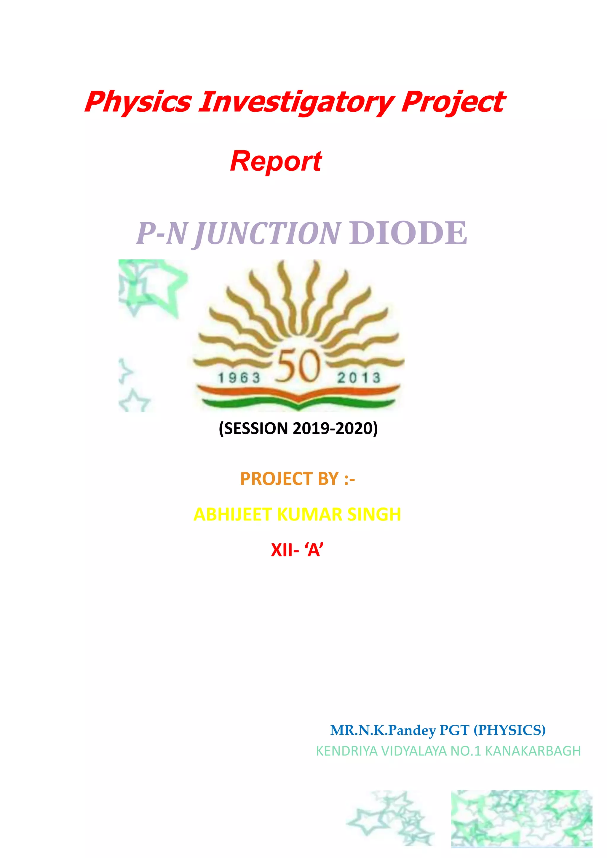 Pn junction diode class 12 investegatory project PDF