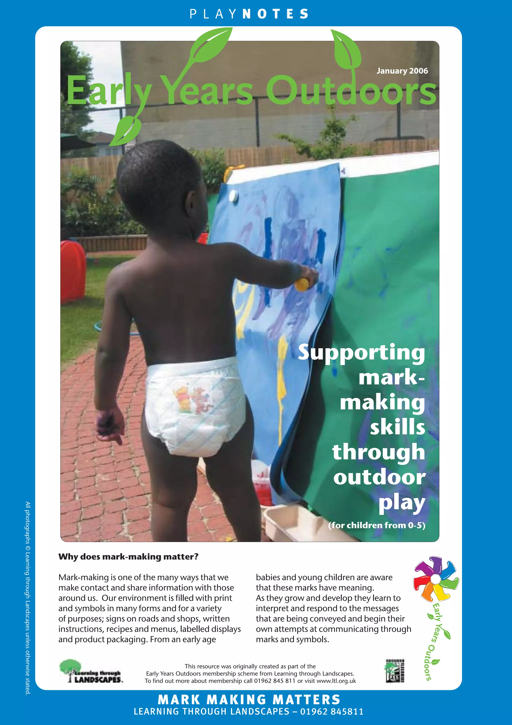 Supporting Mark, Making Skills Through Outdoor Play: Early Years Outdoors  Learning | PDF