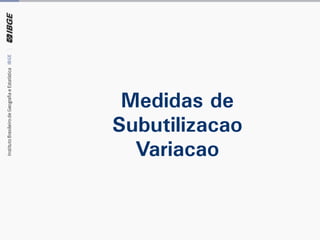 Medidas de
Subutilização
Variação
 