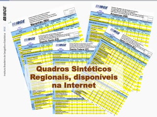 Quadros Sintéticos
Regionais, disponíveis
na Internet
 