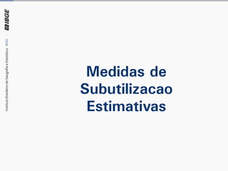Medidas de
Subutilização
Estimativas
 