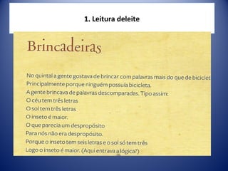 1.1. Leitura deleite
 