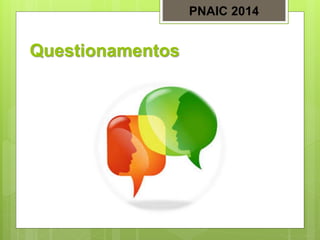 Questionamentos
PNAIC 2014
 